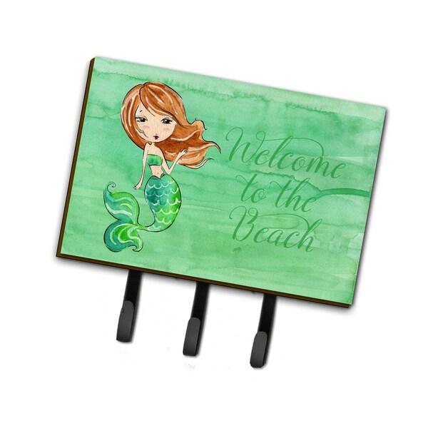 Carolines Treasures Mermaid Welcome Green Leash or Key Holder BB8515TH68 - main